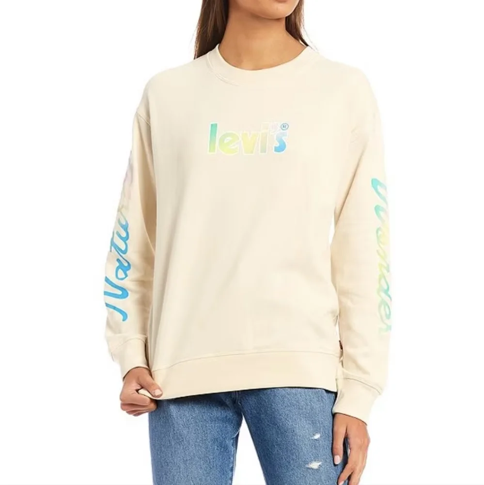 Levi's Cream and Multicolor Long Sleeve Crewneck Women's Size Small - Picture 2 of 8
